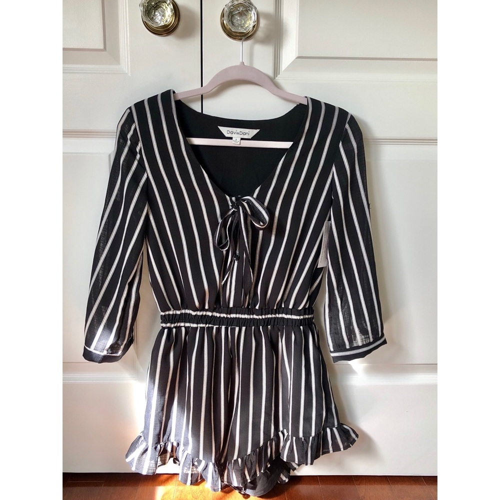 Black and white striped Romper